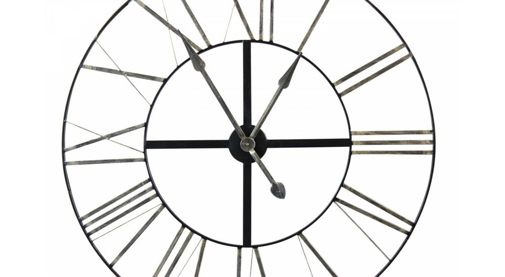  Grande Horloge Ancienne Fer Forgé 90cm - Noir
