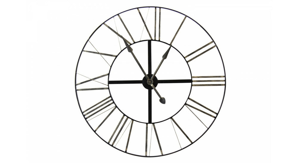  Grande Horloge Ancienne Fer Forgé 90cm - Noir