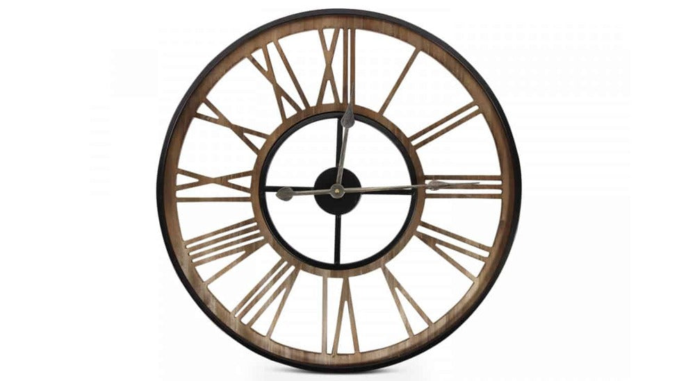  Grande Horloge Ancienne Fer Forge Marron 60x3x60cm - Fer Forgé