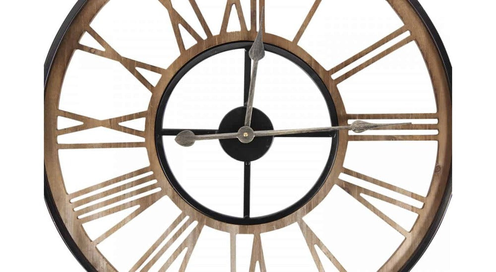  Grande Horloge Ancienne Fer Forge Marron 60x3x60cm - Fer Forgé