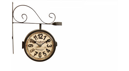  Horloge De Gare Ancienne Double Face Chef Le Normand 16cm - Fer Forgé - Blanc