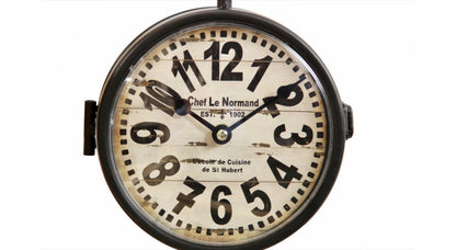  Horloge De Gare Ancienne Double Face Chef Le Normand 16cm - Fer Forgé - Blanc