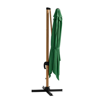  Parasol Déporté 3x3m Et 4 Dalles à Remplir Effet Bois Vert Cactus