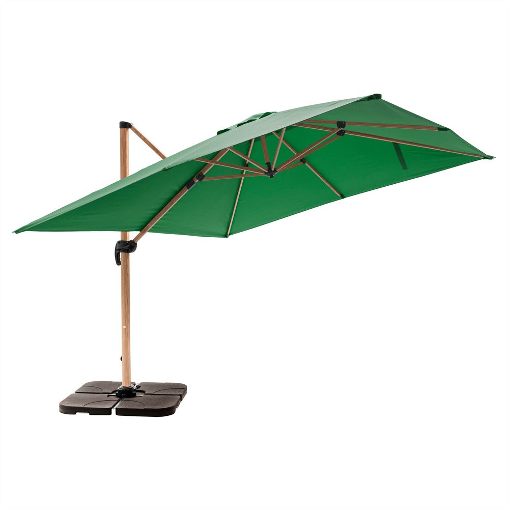  Parasol Déporté 3x3m Et 4 Dalles à Remplir Effet Bois Vert Cactus
