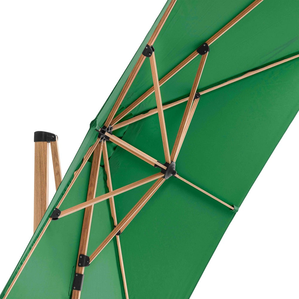  Parasol Déporté 3x3m Et 4 Dalles à Remplir Effet Bois Vert Cactus