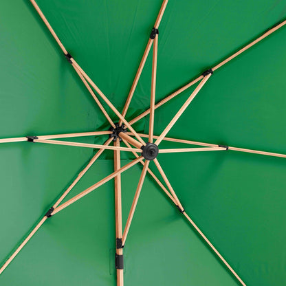  Parasol Déporté 3x3m Et 4 Dalles à Remplir Effet Bois Vert Cactus