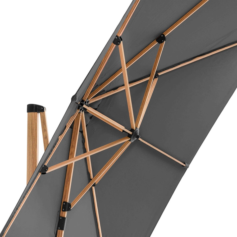  Parasol Déporté 3x3m Et 4 Dalles à Remplir Effet Bois Gris