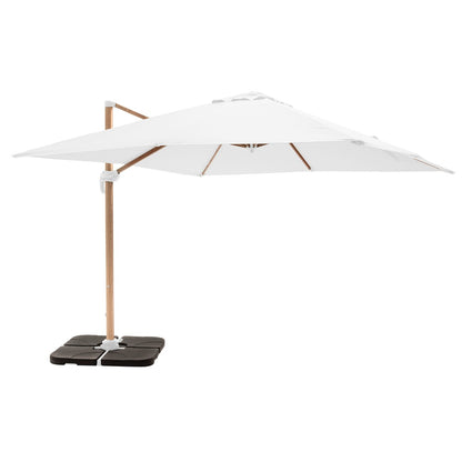  Parasol Déporté 3x3m Et 4 Dalles à Remplir Effet Bois Blanc