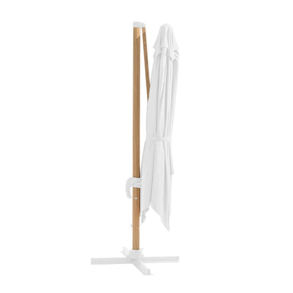  Parasol Déporté 3x3m Et 4 Dalles à Remplir Effet Bois Blanc