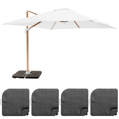  Parasol Déporté 3x3m Et 4 Dalles à Remplir Effet Bois Blanc