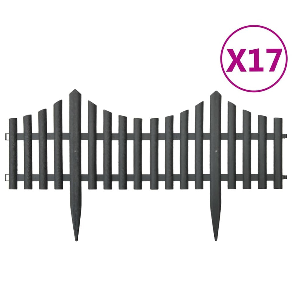 VIDAXL Bordures De Pelouse 17 Pcs Anthracite 1000 Cm Polypropylène