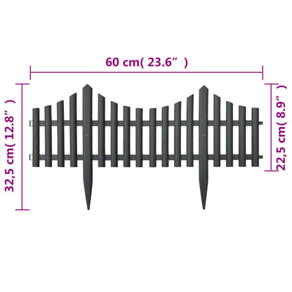 VIDAXL Bordures De Pelouse 17 Pcs Anthracite 1000 Cm Polypropylène