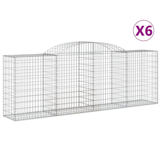 VIDAXL Paniers à Gabions Arqués 6 Pcs 300x50x100/120 Cm Fer Galvanisé