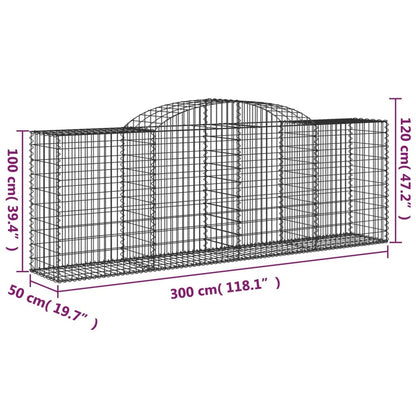 VIDAXL Paniers à Gabions Arqués 6 Pcs 300x50x100/120 Cm Fer Galvanisé