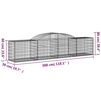 VIDAXL Paniers à Gabions Arqués 17 Pcs 300x50x60/80 Cm Fer Galvanisé