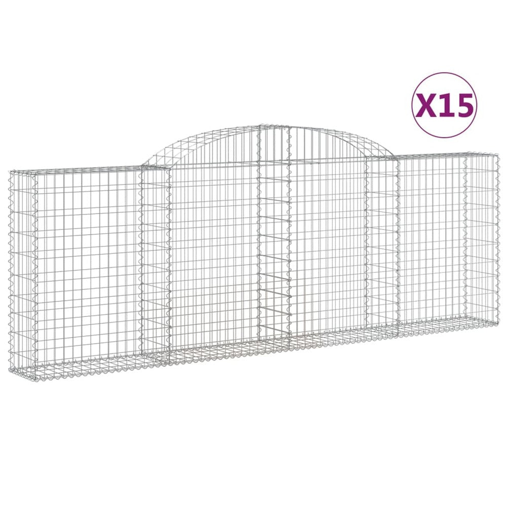 VIDAXL Paniers à Gabions Arqués 15 Pcs 300x30x100/120 Cm Fer Galvanisé