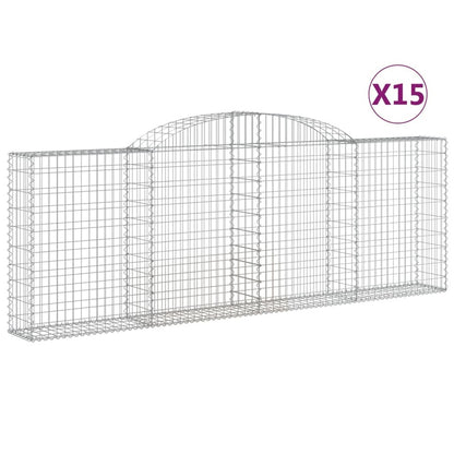 VIDAXL Paniers à Gabions Arqués 15 Pcs 300x30x100/120 Cm Fer Galvanisé