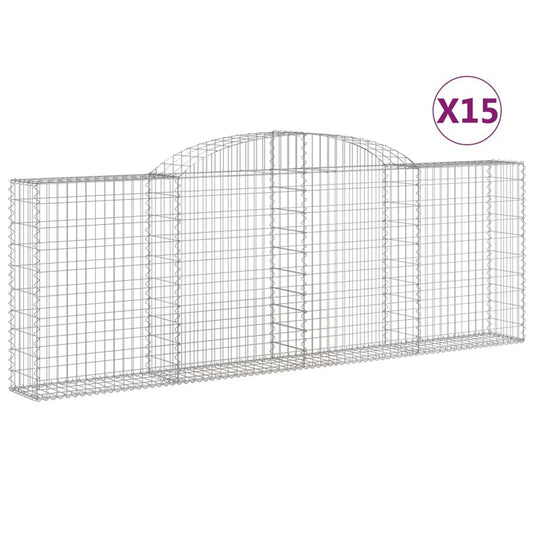 VIDAXL Paniers à Gabions Arqués 15 Pcs 300x30x100/120 Cm Fer Galvanisé