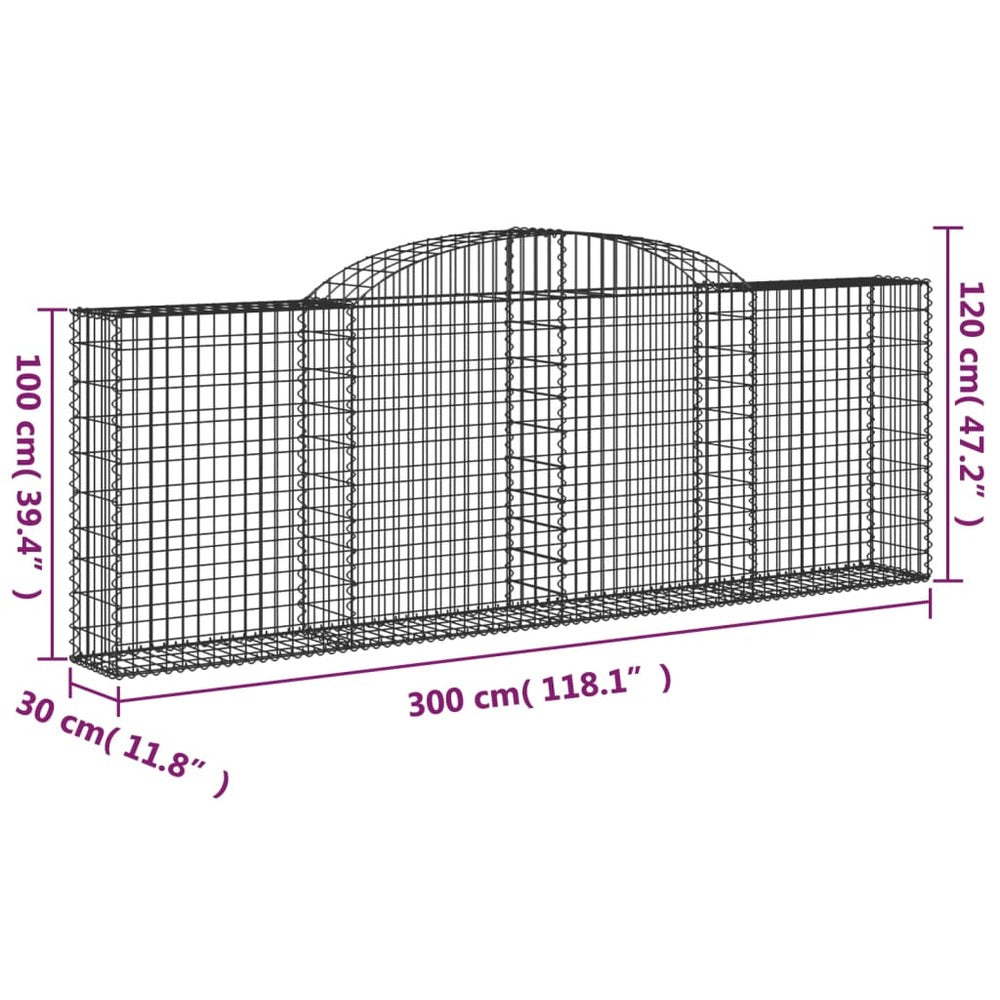 VIDAXL Paniers à Gabions Arqués 15 Pcs 300x30x100/120 Cm Fer Galvanisé