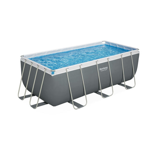  Piscine Tubulaire Hors Sol Vostok Gris Foncé Bestway. Rectangulaire 4x2m Avec Pompe. Filtre à Cartouche. Diffuseur Et échelle