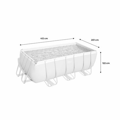  Piscine Tubulaire Hors Sol Vostok Gris Foncé Bestway. Rectangulaire 4x2m Avec Pompe. Filtre à Cartouche. Diffuseur Et échelle