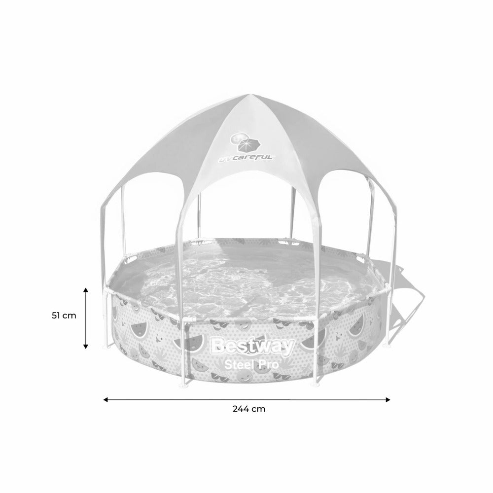  Piscine Tubulaire Hors Sol Tana Avec Parasol Et Brumisateur Intégré. Ronde ø244x51cm