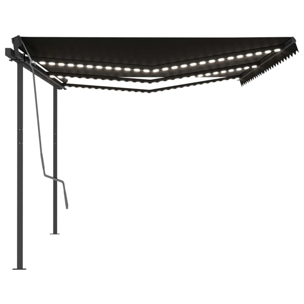 VIDAXL Auvent Automatique Et Capteur De Vent Et Led 6x3,5 M Anthracite