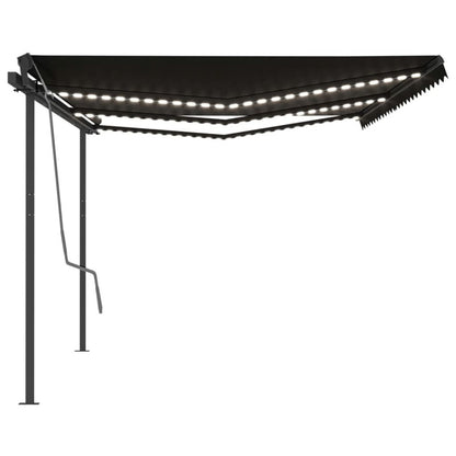 VIDAXL Auvent Automatique Et Capteur De Vent Et Led 6x3,5 M Anthracite