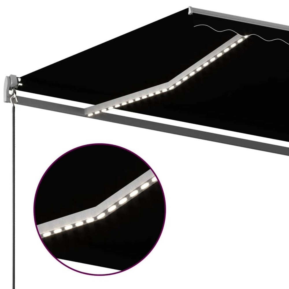 VIDAXL Auvent Automatique Et Capteur De Vent Et Led 6x3,5 M Anthracite