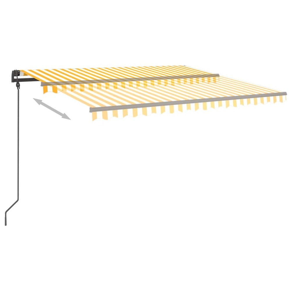 VIDAXL Auvent Automatique Capteur De Vent Led 4,5x3,5 M Jaune Et Blanc