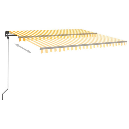 VIDAXL Auvent Automatique Capteur De Vent Led 4,5x3,5 M Jaune Et Blanc