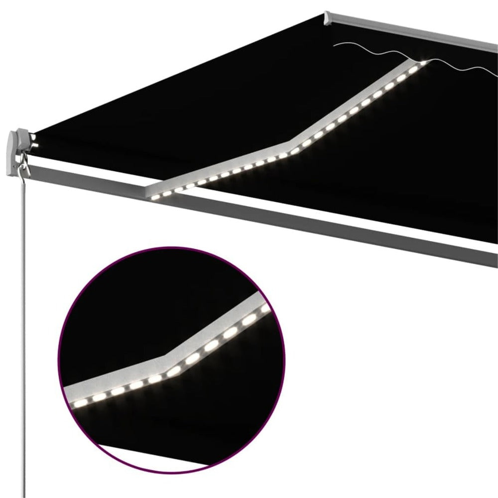 VIDAXL Auvent Automatique Capteur De Vent Et Led 600x300 Cm Anthracite