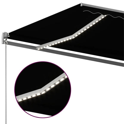 VIDAXL Auvent Automatique Capteur De Vent Et Led 600x300 Cm Anthracite