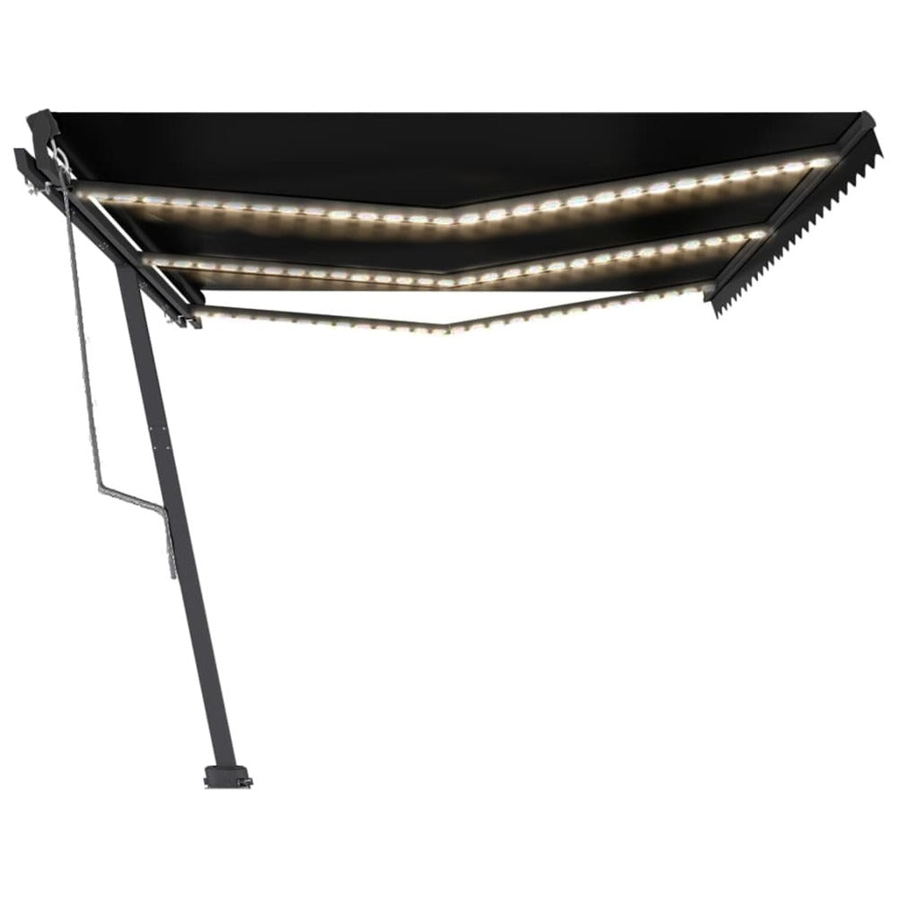 VIDAXL Auvent Automatique Capteur De Vent Et Led 600x300 Cm Anthracite