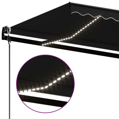 VIDAXL Auvent Automatique Capteur De Vent Et Led 400x350 Cm Anthracite