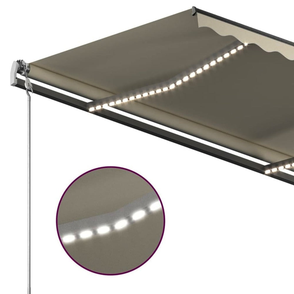VIDAXL Auvent Automatique Capteur De Vent Et Led 4x3,5 M Crème