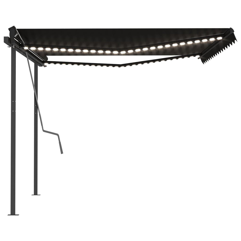 VIDAXL Auvent Automatique Et Capteur De Vent Et Led 4,5x3 M Anthracite