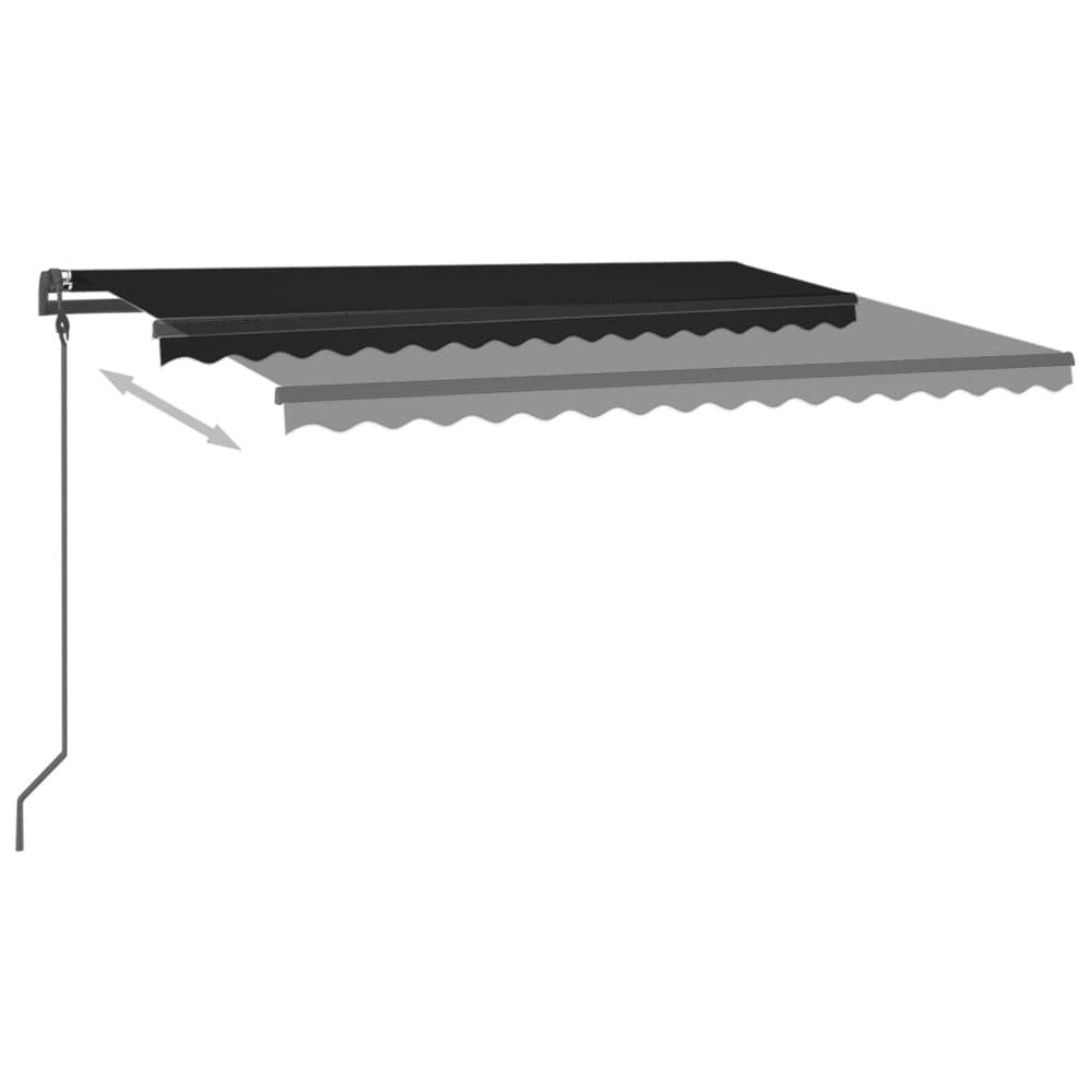 VIDAXL Auvent Automatique Et Capteur De Vent Et Led 4,5x3 M Anthracite