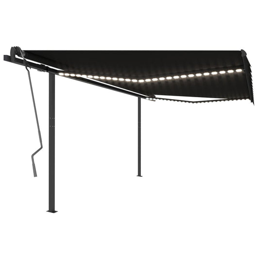 VIDAXL Auvent Automatique Et Capteur De Vent Et Led 4,5x3 M Anthracite