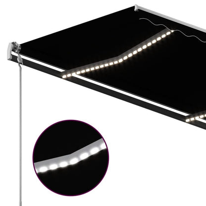 VIDAXL Auvent Automatique Et Capteur De Vent Et Led 4,5x3 M Anthracite