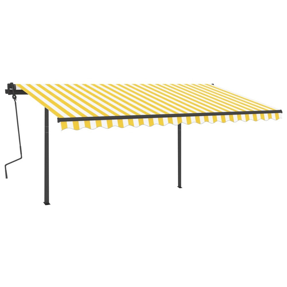 VIDAXL Auvent Automatique Capteur De Vent Et Led 5x3,5m Jaune Et Blanc