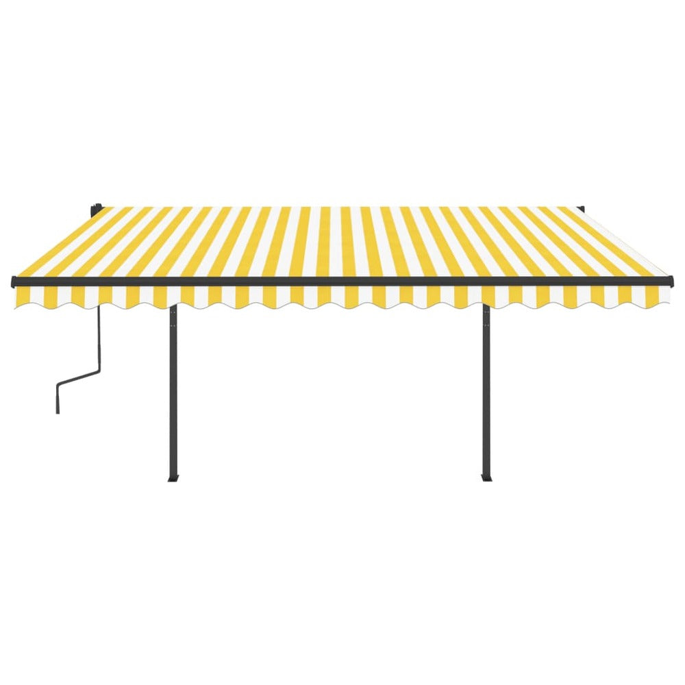 VIDAXL Auvent Automatique Capteur De Vent Et Led 5x3,5m Jaune Et Blanc