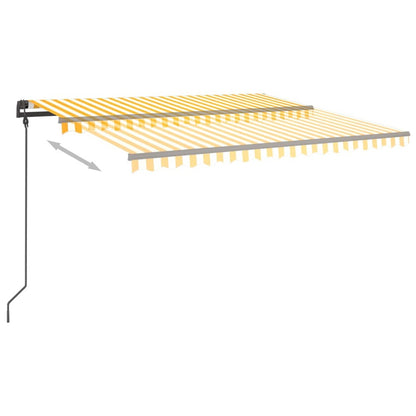 VIDAXL Auvent Automatique Capteur De Vent Et Led 5x3,5m Jaune Et Blanc