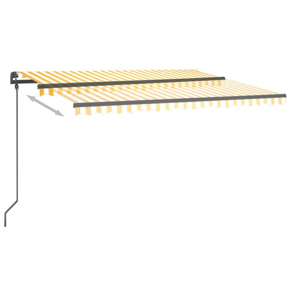 VIDAXL Auvent Automatique Capteur De Vent Et Led 4,5x3m Jaune Et Blanc