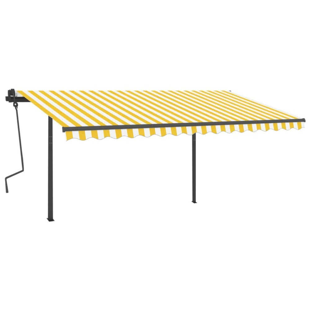 VIDAXL Auvent Automatique Capteur De Vent Et Led 4,5x3m Jaune Et Blanc