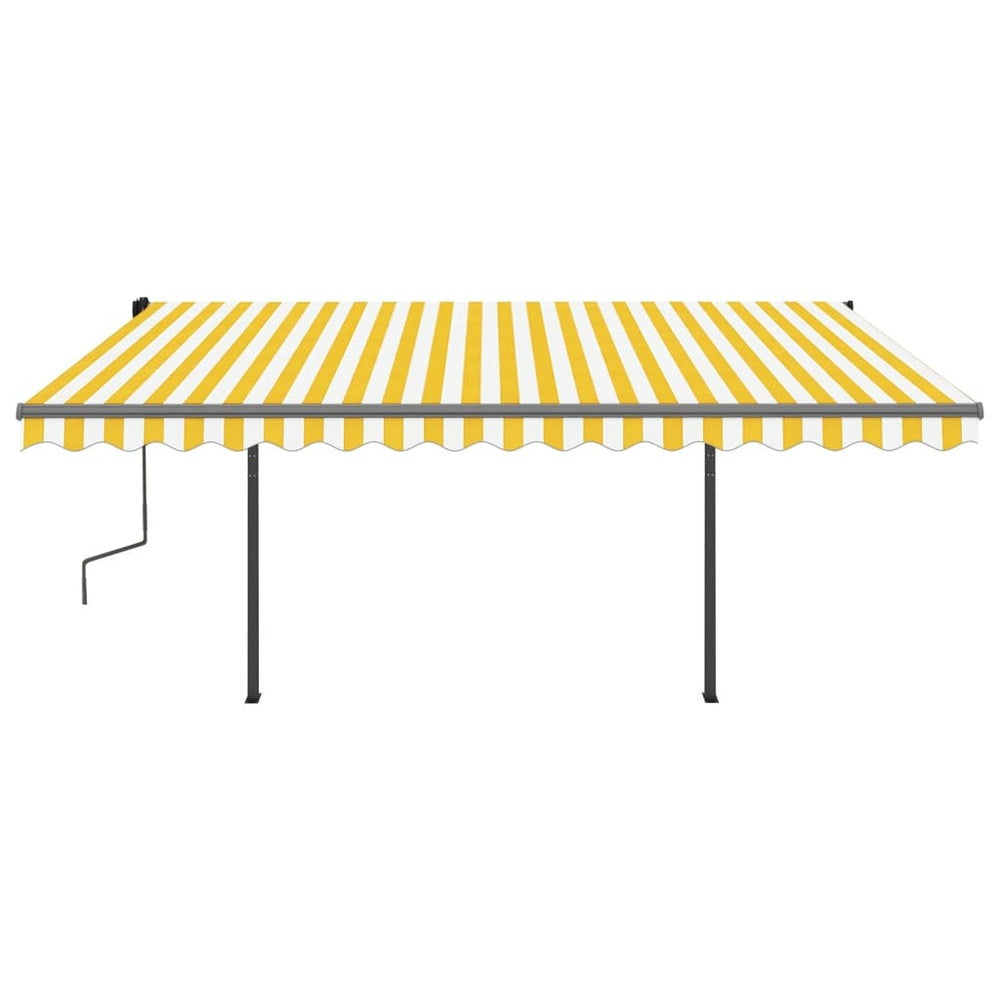 VIDAXL Auvent Automatique Capteur De Vent Et Led 4,5x3m Jaune Et Blanc
