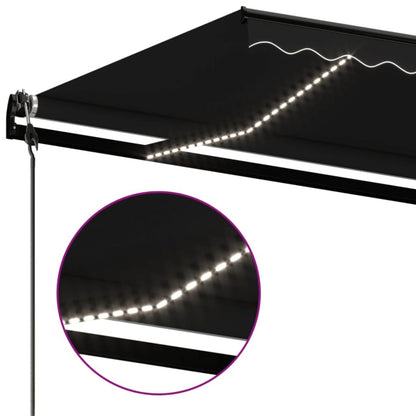 VIDAXL Auvent Automatique Capteur De Vent Et Led 600x350 Cm Anthracite