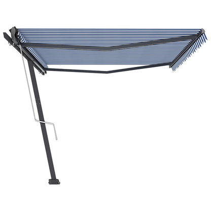 VIDAXL Auvent Automatique Sur Pied 500x350 Cm Bleu/blanc