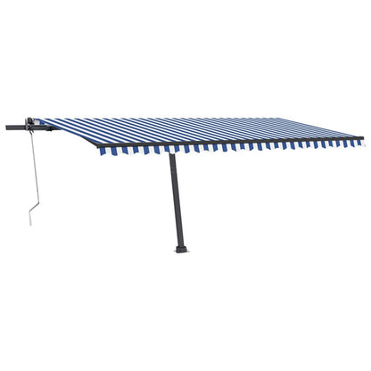 VIDAXL Auvent Automatique Sur Pied 500x350 Cm Bleu/blanc
