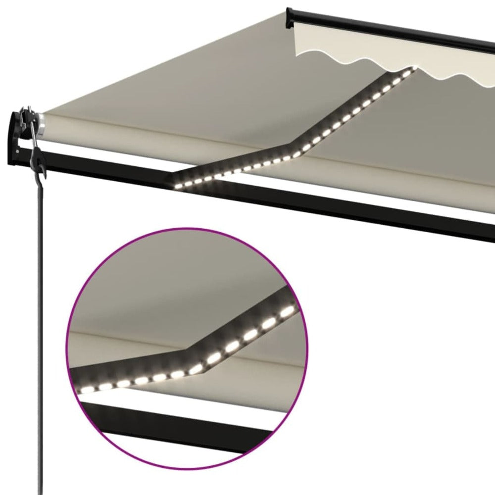 VIDAXL Auvent Automatique Avec Capteur De Vent Et Led 450x350 Cm Crème
